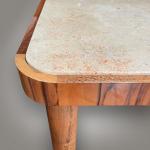 Coffee Table - walnut burr, marble - 1930