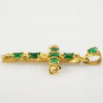 Cross Pendant - gold, emerald - 1980