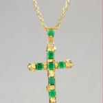 Cross Pendant - gold, emerald - 1980