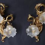 Pair of Lamps - brass, glass - 1950