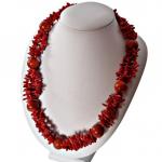Necklace - silver, coral - 1930