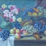 Tomic - Still life with grapes, fruit and carnatio