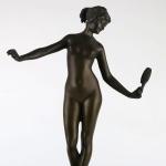Girl with a mirror, bronze, marble, 1910