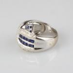 Ring with sapphires - white gold, diamond - 1990