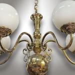 Five Light Chandelier - brass, opal glass - 1925