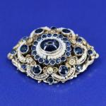 Ag 800/1000/ 12.10 g, river pearls, imitation sapphires, 1880, Austria-Hungary