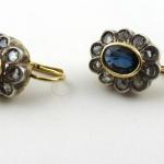 Earrings with natural blue sapphires and 20 diamon