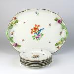 Tray with 6 dessert plates, Herend, Hungary, 1970