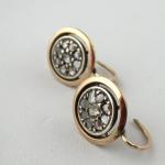 Gold ring and earrings with diamonds and silver