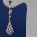 Au 585/1000/ 2.60 g, brilliant old cut diamonds 2 x 0.07 ct, Art Deco