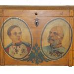 A painted wooden traveling trunk, 1830