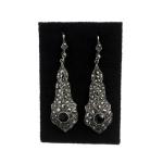 Silver Earrings - silver, black onyx - 1930