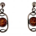 Silver Earrings - silver, amber - 1940