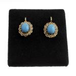 Earrings - gold, turquoise - 1920