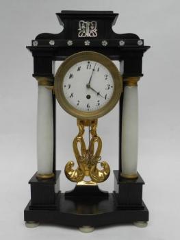 Column Mantel Clock - alabaster, wood - 1840