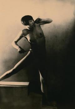 Nude female with conductor´s stick
