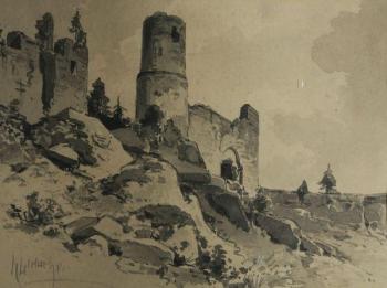 Romantic Landscape with Castle - Liebscher Karel (1851 - 1906) - 1880