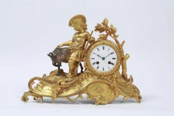 Figural Mantel Timepiece - bronze, enamel - 1830