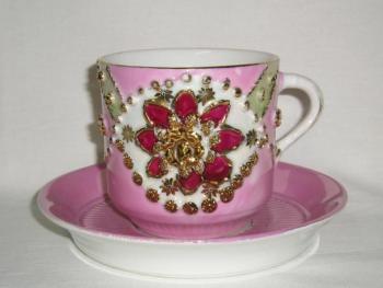 Cup and Saucer - glazed porcelain, painted porcelain - 1875