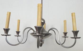 Chandelier in white metal and thin arms