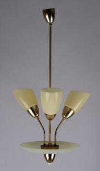 Three Light Chandelier - metal, glass - 1950