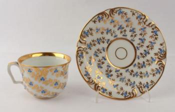 Cup and Saucer - white porcelain - Fischer & Reichenbach Bohemia - 1840