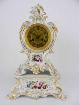 Mantel Clock - white porcelain - 1870