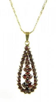 Czech Garnet Necklace - gold, Czech garnet - 1960