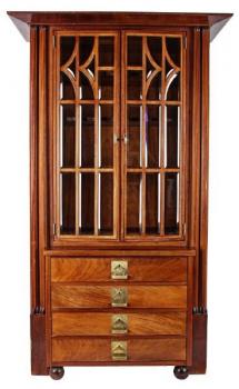 Bookcase with Glazed Doors - solid wood, mahogany veneer - Wien, Fritz Nagel - 1920