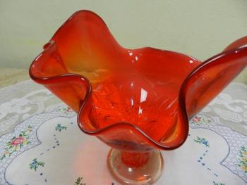 Glass Pedestal Bowl - glass - 1960