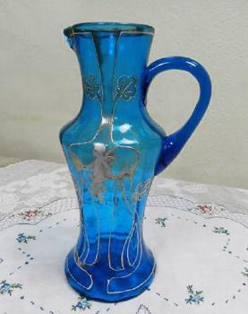 Glass Jug - blue glass - 1930