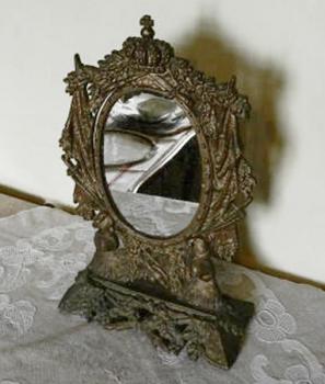 Pedestal Mirror - cast iron, bronze patina - 1900