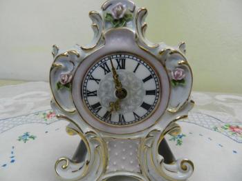 Mantel Clock - white porcelain, cobalt - 1930