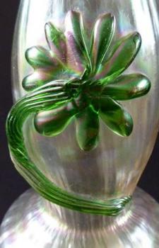 Art Nouveau vase with green flower -Wilhelm Kralik