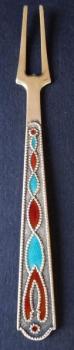 Small silver gilded fork, with enamel