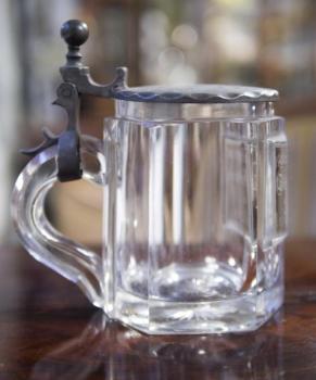 Pint Mug - tin, cut glass - 1900