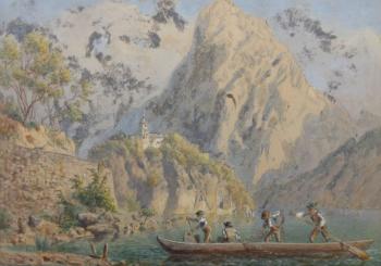 Mountain Landscape - paper - Carl Goebel - 1870