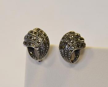 Silver Earrings - silver, Markazit - 1900