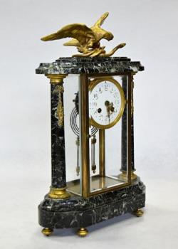 Column Mantel Clock - bronze, marble - 1900