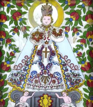 Reverse glass painting - Infant Jesus of Prague