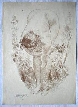 Jakub Obrovsky - Naked girl planting flowers