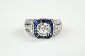 Platinum Ring - platinum, brilliant cut diamond - 1930