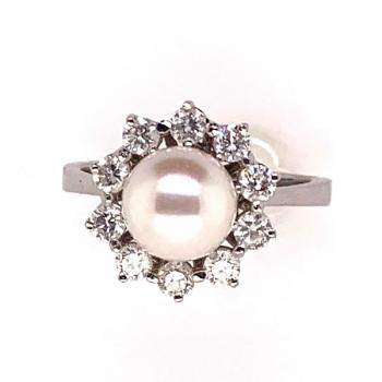 Ladies' Gold Ring - white gold, brilliant cut diamond - 1950