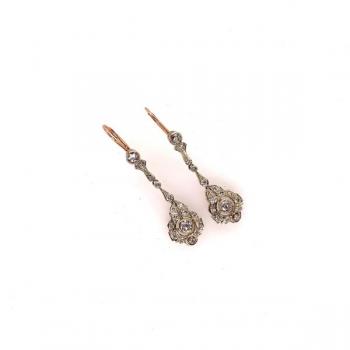 Gold Earrings with Brilliants - gold, brilliant cut diamond - 1950