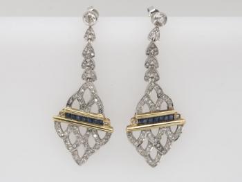 Gold Earrings with Brilliants - platinum, gold