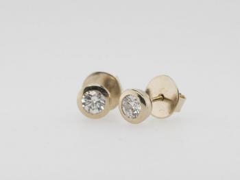 Gold Earrings with Brilliants - gold, brilliant cut diamond
