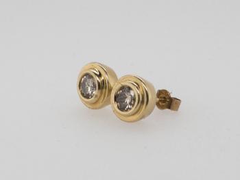 Gold Earrings with Brilliants - yellow gold, brilliant cut diamond
