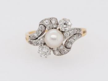 Ladies' Gold Ring - white gold, brilliant cut diamond - 1910