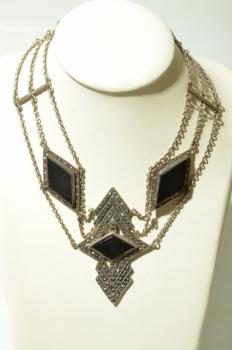Silver Necklace - silver, black onyx - 1930