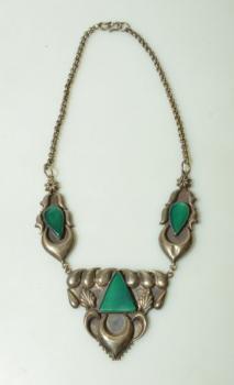 Silver Necklace - silver, chrysoprase - 1930